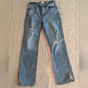 Eunina High Rise Dad Jean Size 3 26W Light Blue Distressed Straight Leg